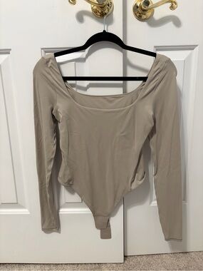 lululemon athletica Long-Sleeve Scoop-Neck Bodysuit in Taupe